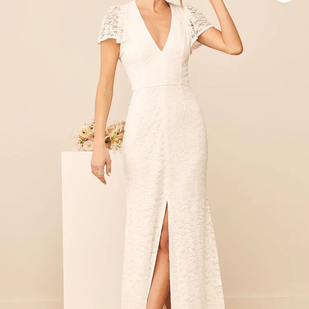 Lulu's Ivory Lace Maxi Dress